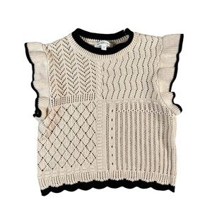 Whiteroom + Cactus Women's Tan/Black Knit Top Size‎ Small